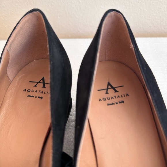 New AQUATALIA Black Suede Pointed Mary Jane Strap Pumps Women’s 7M - Picture 9 of 12
